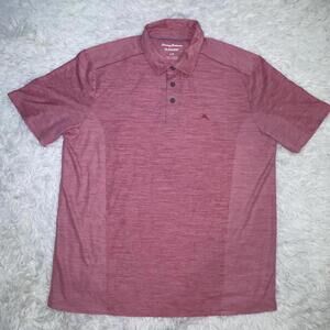 Tommy Bahama Island Zone Polo Shirt Adult Pink Short Sleeve Men L Polyester